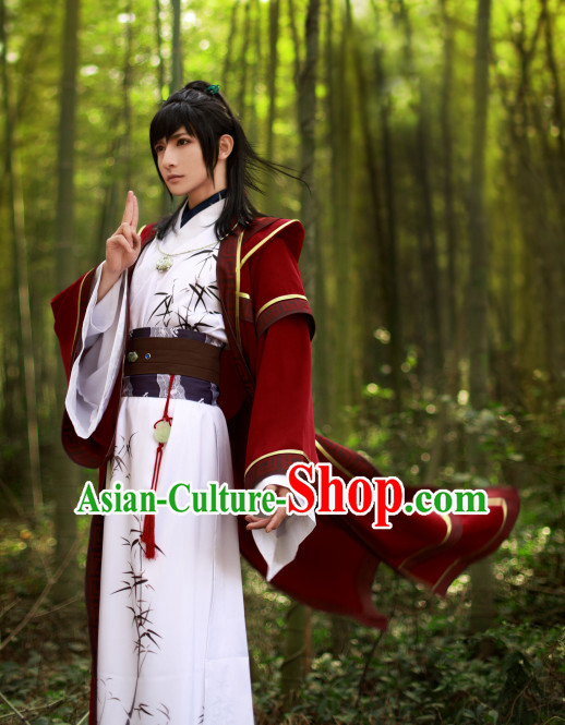 Asia Fashion Top Chinese Bamboo Hanfu Dress Complete Set for Men