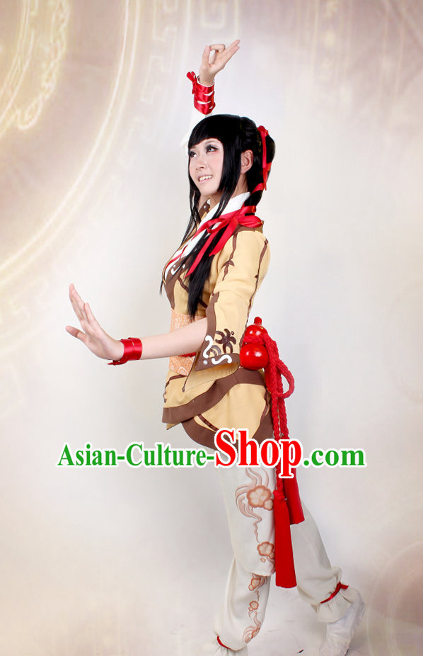 Asia Fashion Top Chinese Superhero Swordswoman Cosplay Halloween Costumes Complete Set