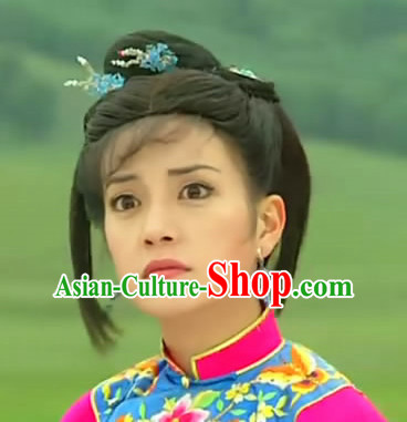 Chinese Xiao Yan Zi Zhao Wei Princess Returning Pearl Black Long Wigs