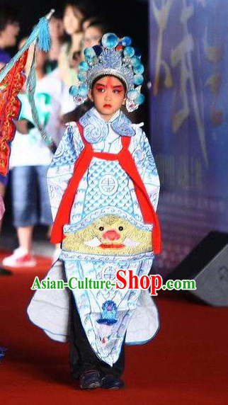 Chinese Traditional General Xiao Sheng Embroidered Costumes and Hat