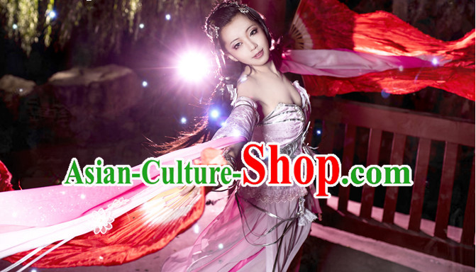 Asian Fashion Chinese Beauty Xi Shi Cosplay Costumes Halloween Costume and Hair Jewelry Complete Set