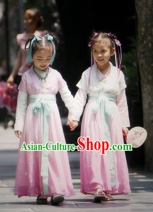 Chinese Ancient Han Dynasty Costumes and Hair Jewelry Complete Set for Kids