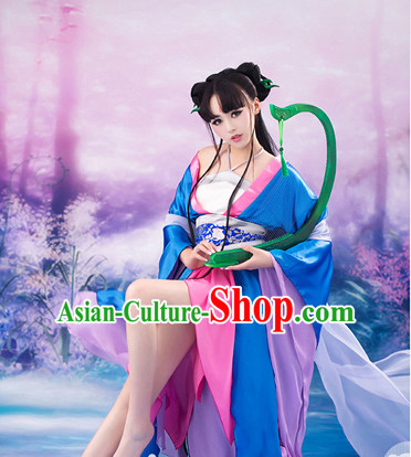 Chinese Traditional Fairy Halloween Costumes and Hair Accessories Complete Set for Women
