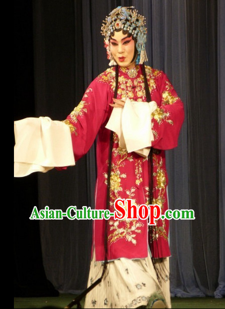 Traditional Chinese Peking Opera Costumes and Hair Jewelry Complete Set for Women