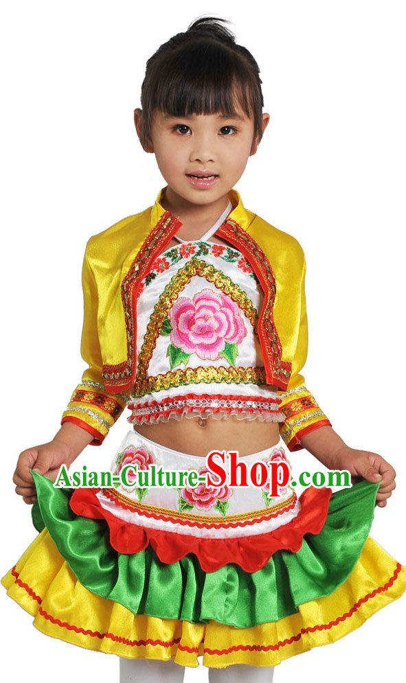 China Traditional Little Girls Ethnic Miao Dancewear