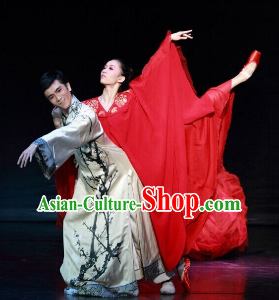 Chinese Traditional Plum Blossom Costumes Complete Set for Men