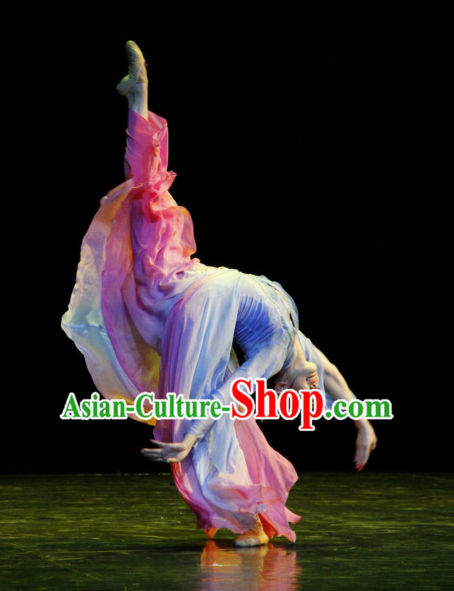 Classical Chinese Dance Costumes and Hair Accessories Complete Set for Women