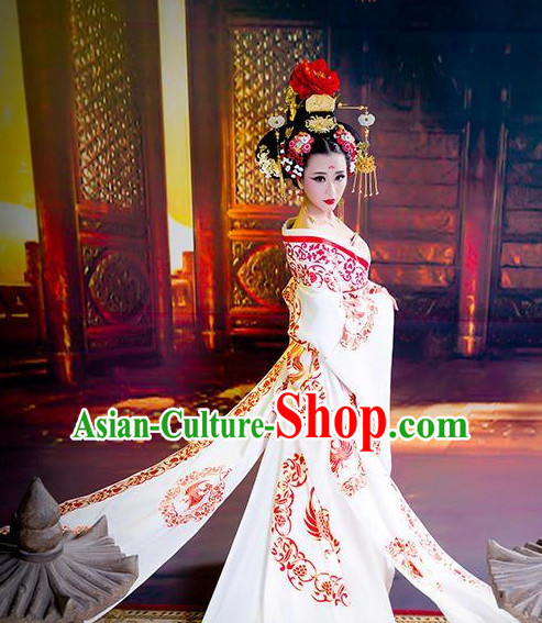 Chinese Classical Tang Dynasty Empress Phoenix Clothes and Hair Accessories for Women