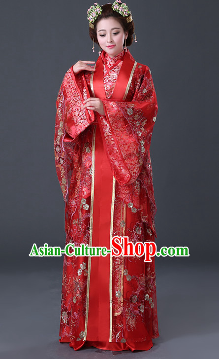 Chinese Hanfu Asian Fashion Wedding Plus Size Dresses Traditional Clothing Asian Empress Hanfu Clothing and Hair Decorations for Women