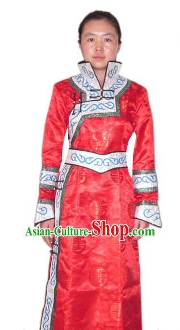 Traditional Chinese Mongolian Dress and Hat Complete Set Women