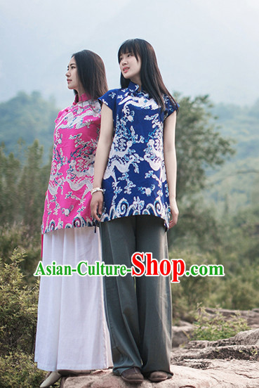 Chinese Traditional Mandarin Dragon Shirt for Women