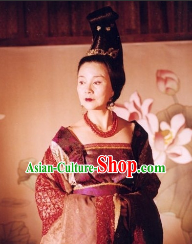 Handmade Chinese Palace Female Emperor Wu Zetian Wigs and Hair Accessories