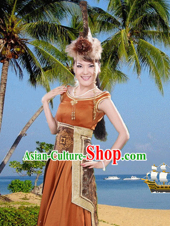 Traditional Chinese Mongolian Clothes and Hat Complete Set for Women