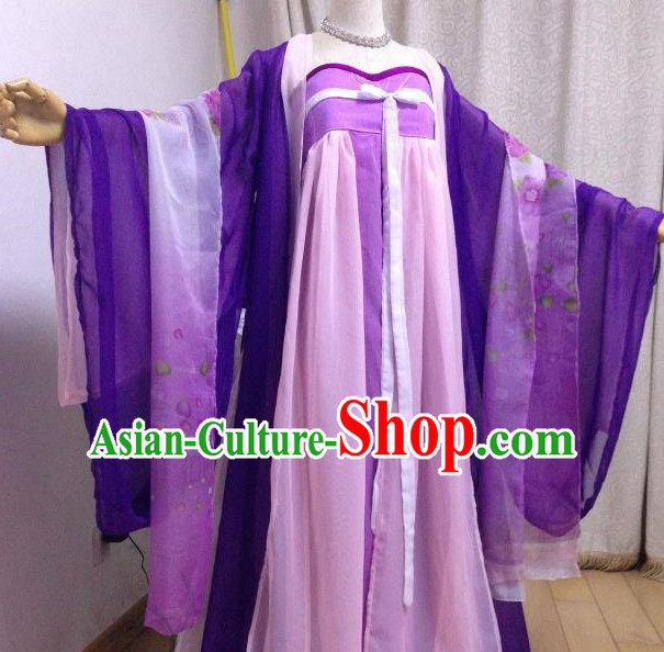 Purple Pink Ancient Chinese Princess Clothes Complete Set for Women
