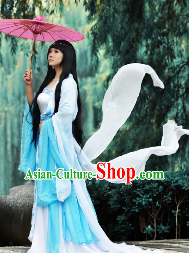 Traditional Chinese Fairy Costumes and Hair Jewelry Complete Set for Women