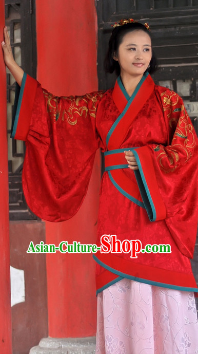 Chinese Traditional Red Bridal Dress and Hair Accessories Complete Set for Women