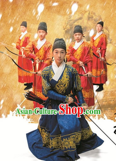 Ancient Chinese Ming Dynasty Bodyguard Costumes and Hat Full Set for Men