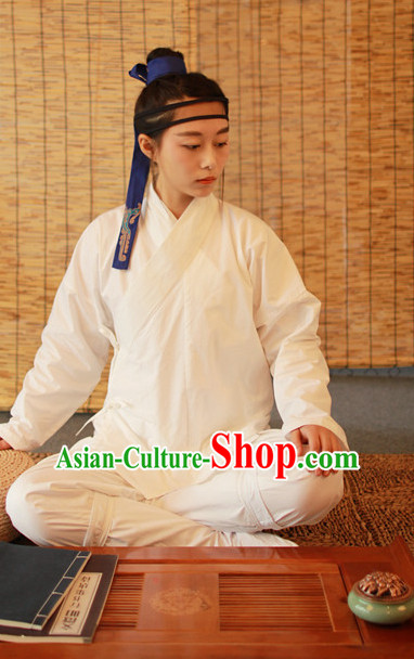 Chinese Ancient White Hanfu Inside Clothing Complete Set
