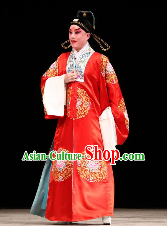 Chinese Traditonal Beijing Opera Bridegroom Wedding Dress and Hair Accessories Complete Set