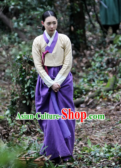 Ancient Korean Hanbok Clothes and Head Band Complete Set for Women