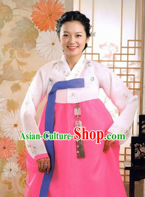 Korean Classic Hanbok Customs Outfit and Hair Accessories Complete Set for Women