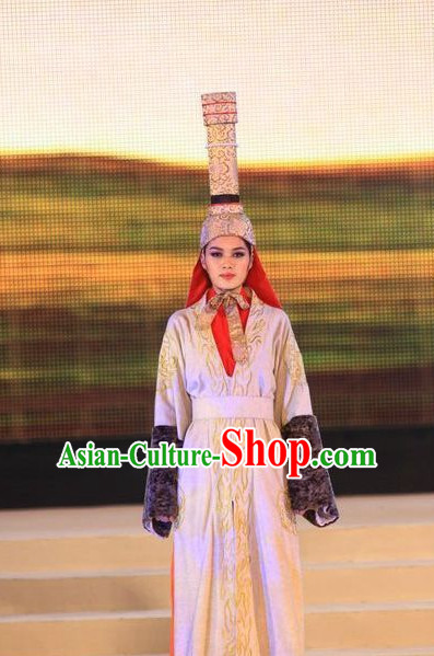 Mongolian Noblewoman Costumes and Hat Complete Set