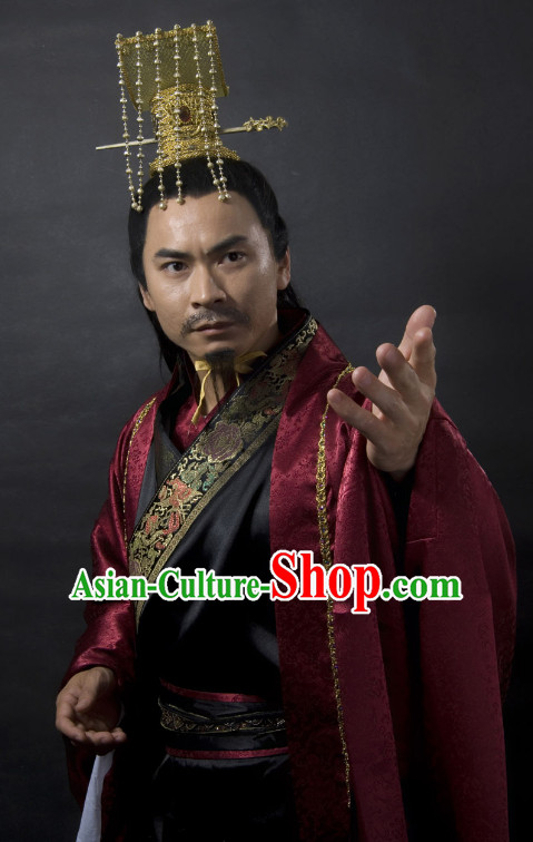 Ancient Han Dynasty Emperor Costume and Hat Full Set for Men