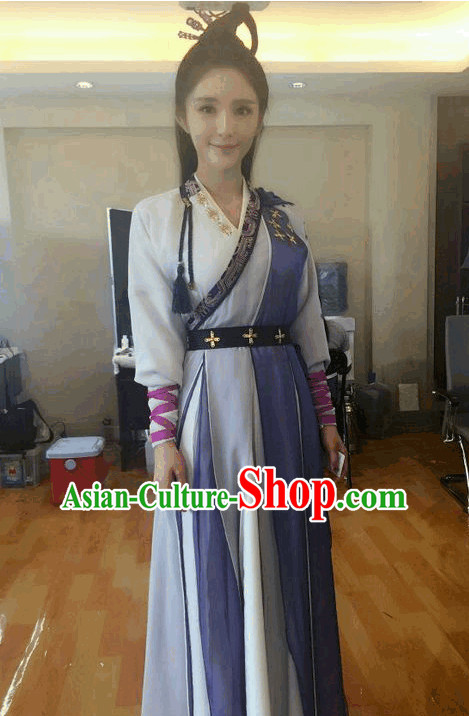 Ancient Wuxia Lady Costume Complete Set for Girls