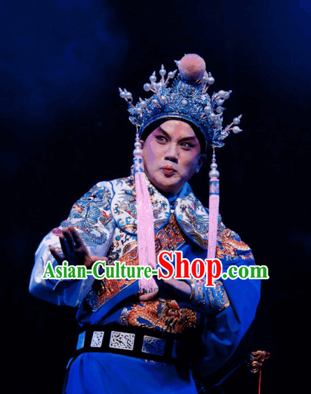 Ancient Chinese Opera General Costume and Hat Complete Set