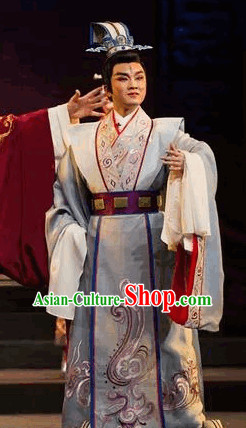 Ancient Chinese Opera Prince Costumes and Hat Complete Set for Men