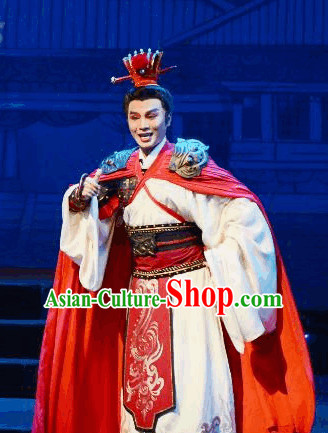 Ancient Chinese Opera General Fighter Costumes and Hat Complete Set for Men