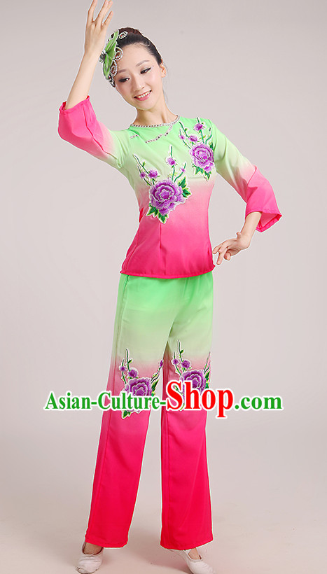 Chinese Folk Han Dance Fan Dancing Costume for Women