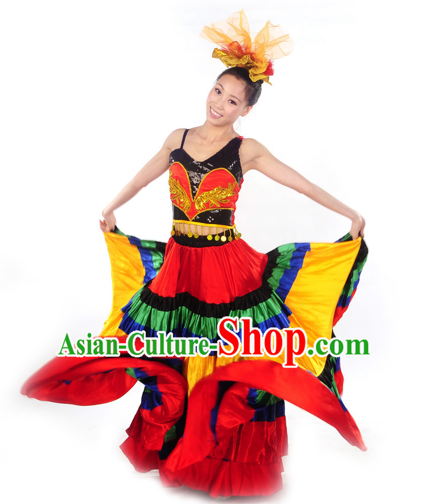 Chinese Minority Yi Dance Clothes Costume Uniforms for Women
