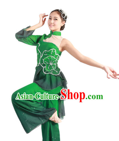 Custom Made Chinese Lotus Dance Costume and Headpieces Complete Set for Women
