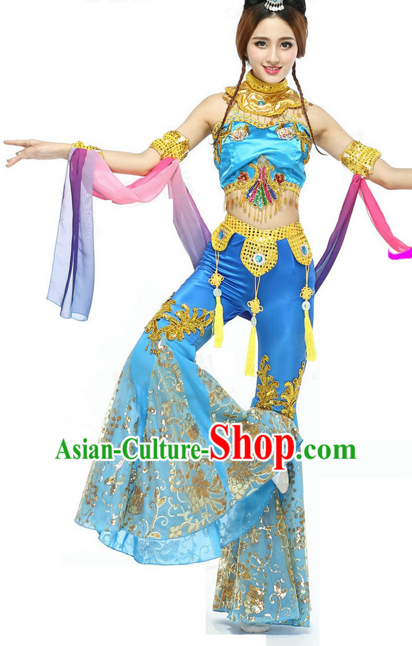 Chinese Classical Quality Dance Costumes and Headdress Complete Set for Women