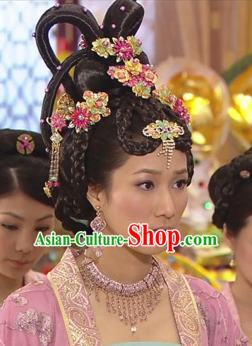 Chinese Handmade Palace Concubine Flower Hair Accessories Headband Headbands Fascinators Wedding Hair Clips