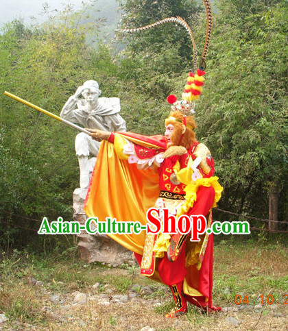 Chinese Sun Wukong Costumes and Headpieces Complete Set