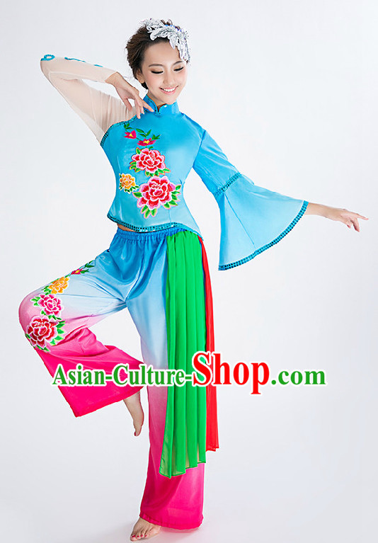 Chinese Fan Competition Dance Costume Group Dancing Costumes for Women