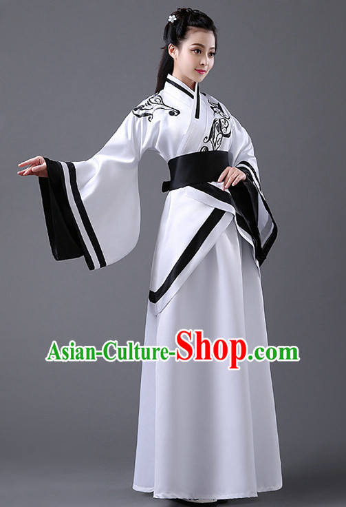 Black and White Chinese Classic Hanfu Competition Dance Costume Group Dancing Costumes for Women