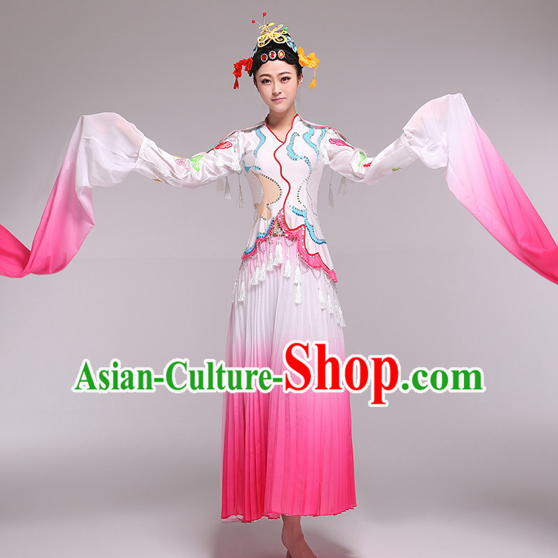 Color Transition Chinese Palace Dance Competition Dance Costume Group Dancing Costumes and Headwear Complete Set for Women