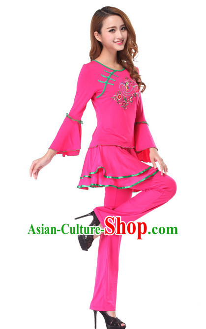 Pink Chinese Style Fan Dance Costume Discount Dance Costume Ideas Dancewear Supply Dance Wear Dance Clothes Suit