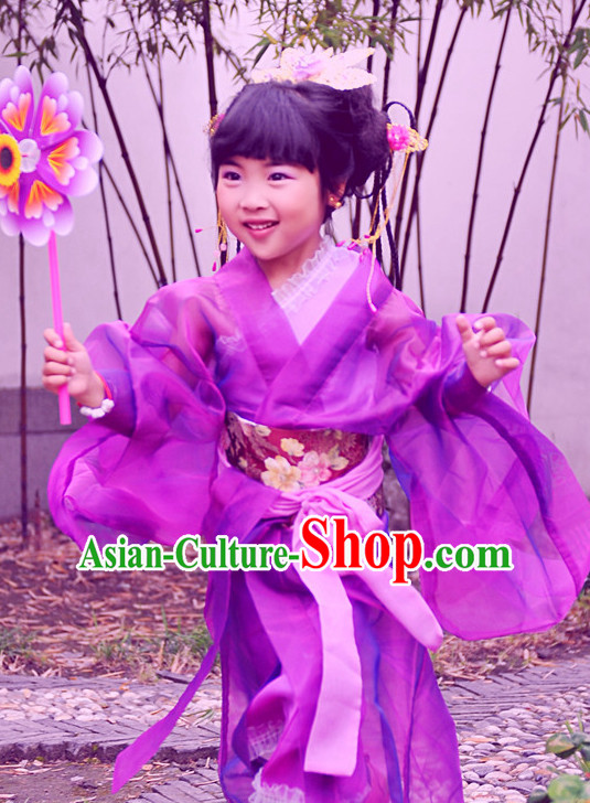Chinese Princess Halloween Costumes for Kids Baby Hanfu Clothes Toddler Halloween Costume Kids Clothing and Hair Accessories Complete Set for Kids