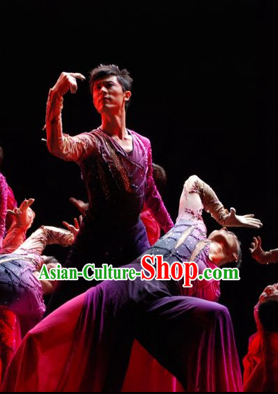 Chinese Classic Stage Group Dance Costumes Complete Set for Men