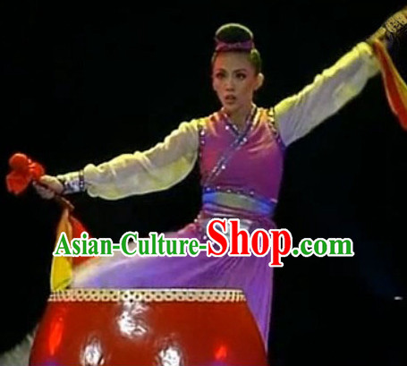 Chinese Stage Performance Drum Playing Dancewear Dance Costume Complete Set for Girls