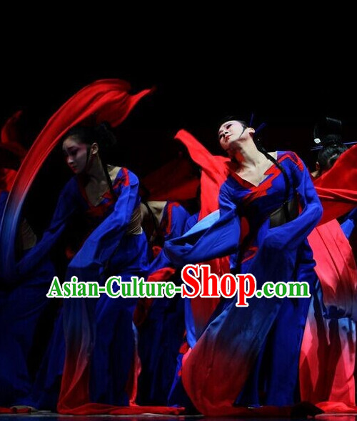 Chinese Classic Stage Performance Fan Dancewear Dance Costume Complete Set for Girls