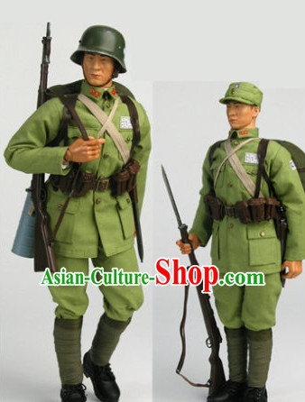 China Red Army Eighth Route Costume and Helmet