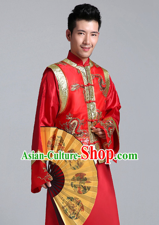 China Minguo Traditional Wedding Skirts and Jackets for Bridegroom