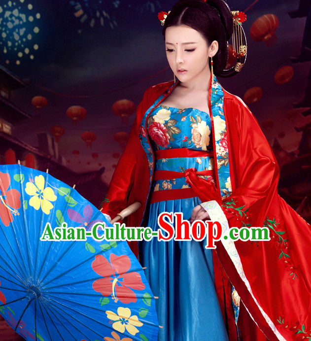 Red Beauty Ancient Hanfu Dress Complete Set for Women