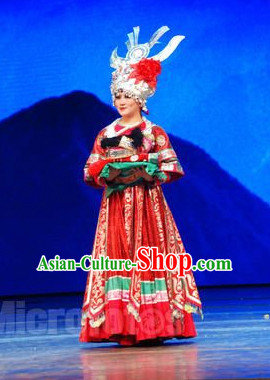 Chinese Miao Wedding Dress and Silver Hat Complete Set for Women