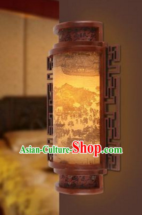 Chinese Ancient Handmade and Carved Natural Wood Wall Lantern